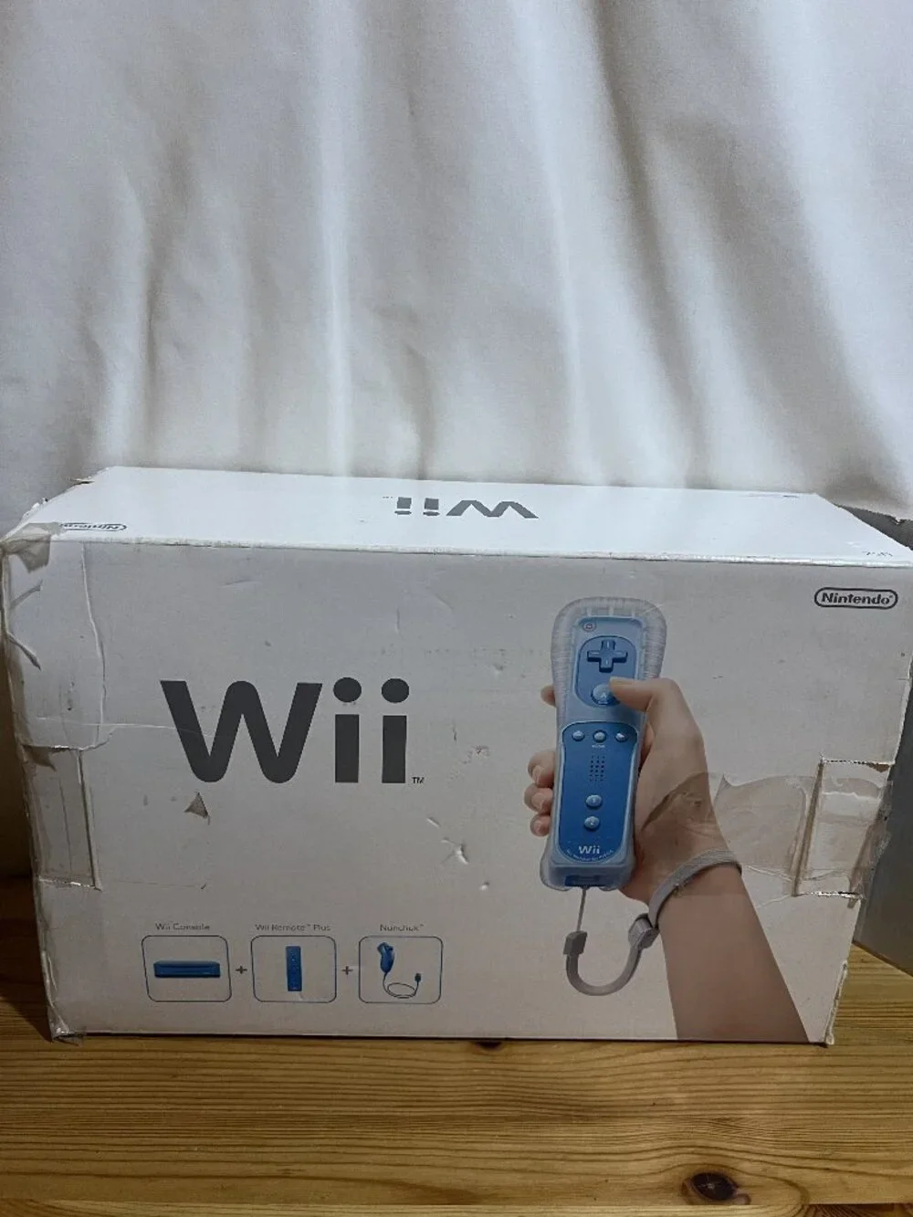 NINTENDO WII VIDEO GAME CONSOLE BLUE RVL-101 Tested Turns On Sensor Bar, 2 Nunch